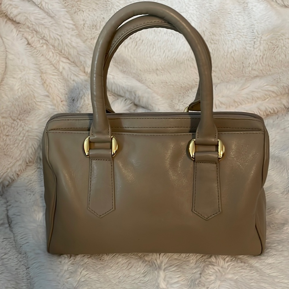 EUC Ganson Taupe Leather Satchel